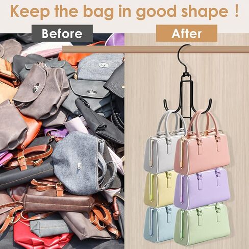 2Pcs Purse Hanger Organizer Rotating Handbag Holder Space Saving Purse Hanger Metal Purse Hanging Hooks Purse Storage Hook for Closet Bedroom Wardrobe Totes Scarves Belts in Saudi Arabia