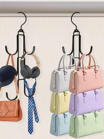 2Pcs Purse Hanger Organizer Rotating Handbag Holder Space Saving Purse Hanger Metal Purse Hanging Hooks Purse Storage Hook for Closet Bedroom Wardrobe Totes Scarves Belts in Saudi Arabia