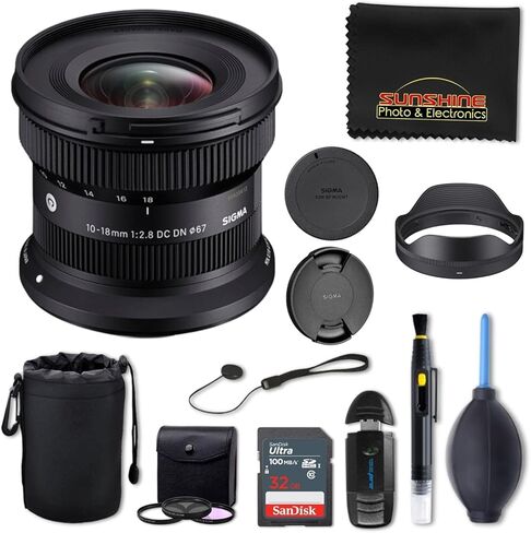 Sigma 10-18mm f/2.8 DC DN Contemporary Lens for Sony-E Mount with Pixel Advance Accessories and Travel Bundle | 207965 | Sigma 10-18mm f/2.8 Sony in Saudi Arabia