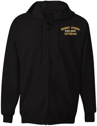 Military Jacket Zipper Zip up Hoodie Desert Storm Veteran Ribbon in Saudi Arabia