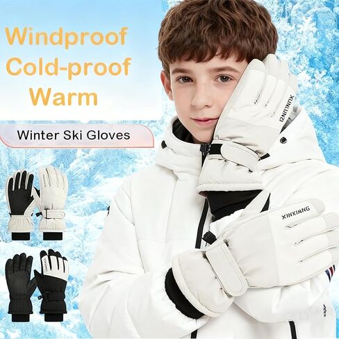 Kids Winter Thermal-Warm Windproof Ski-Gloves Outdoor Snowboarding Gloves for 6-12 T in Saudi Arabia