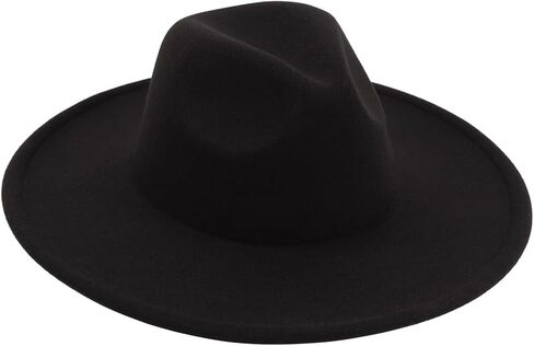 Women's Classic Wide Brim Felt Fedora Travel Western Fashion Hat, Adjustable Hat Band Non Belt Solid Color in Saudi Arabia