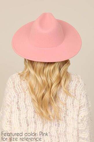 Women's Classic Wide Brim Felt Fedora Travel Western Fashion Hat, Adjustable Hat Band Non Belt Solid Color in Saudi Arabia