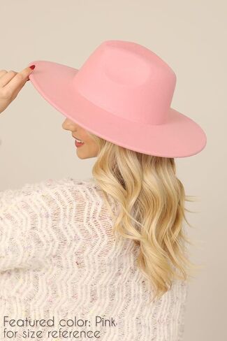 Women's Classic Wide Brim Felt Fedora Travel Western Fashion Hat, Adjustable Hat Band Non Belt Solid Color in Saudi Arabia