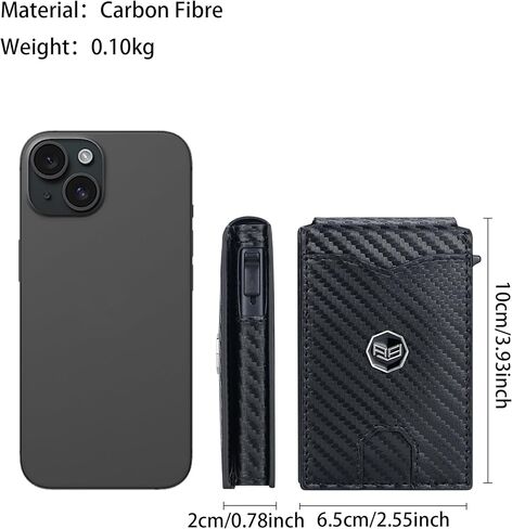 Royal Bagger Minimalist Pop Up Metal Credit Card Case Holder for Men, RFID Blocking Slim Wallet with Magnetic Closure, Lightweight Travel Purse, Carbon Fiber 3246 (Black) in Saudi Arabia