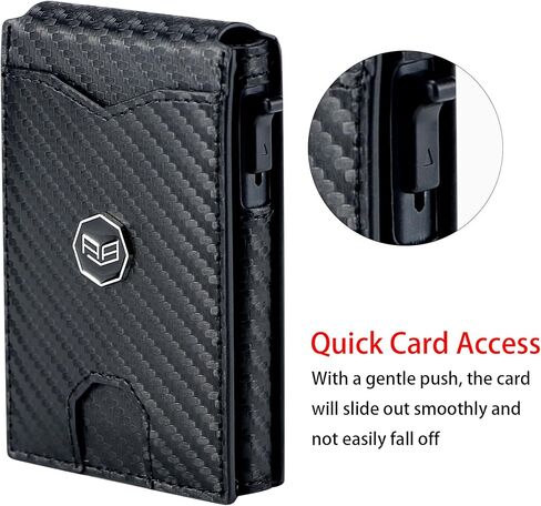 Royal Bagger Minimalist Pop Up Metal Credit Card Case Holder for Men, RFID Blocking Slim Wallet with Magnetic Closure, Lightweight Travel Purse, Carbon Fiber 3246 (Black) in Saudi Arabia