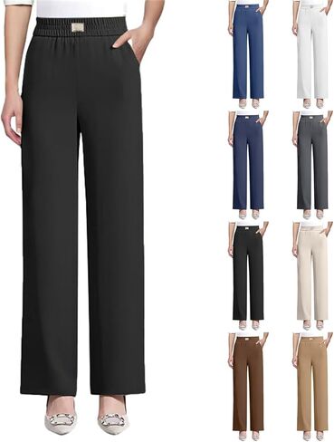 Misease Pants for Ladies Over 50 Glamorease - Perfect Drape High Rise Pull-On Stretch Pant Wide Leg Work Trouser in Saudi Arabia