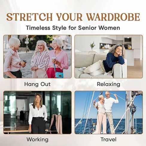 Misease Pants for Ladies Over 50 Glamorease - Perfect Drape High Rise Pull-On Stretch Pant Wide Leg Work Trouser in Saudi Arabia
