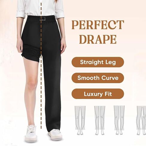 Misease Pants for Ladies Over 50 Glamorease - Perfect Drape High Rise Pull-On Stretch Pant Wide Leg Work Trouser in Saudi Arabia