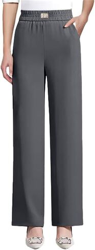Misease Pants for Ladies Over 50 Glamorease - Perfect Drape High Rise Pull-On Stretch Pant Wide Leg Work Trouser in Saudi Arabia