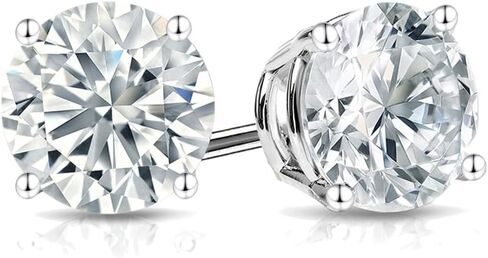 Moissanite Stud Earrings • 14K Gold Solid • Round Cut • Moissanite Stud • Silver Stud Earrings • Moissanite Earring • 4-Prong Setting in Kuwait