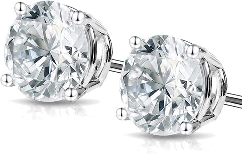 Moissanite Stud Earrings • 14K Gold Solid • Round Cut • Moissanite Stud • Silver Stud Earrings • Moissanite Earring • 4-Prong Setting in Kuwait