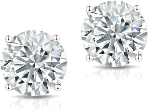 Moissanite Stud Earrings • 14K Gold Solid • Round Cut • Moissanite Stud • Silver Stud Earrings • Moissanite Earring • 4-Prong Setting in Kuwait