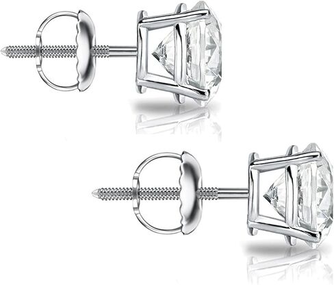Moissanite Stud Earrings • 14K Gold Solid • Round Cut • Moissanite Stud • Silver Stud Earrings • Moissanite Earring • 4-Prong Setting in Kuwait