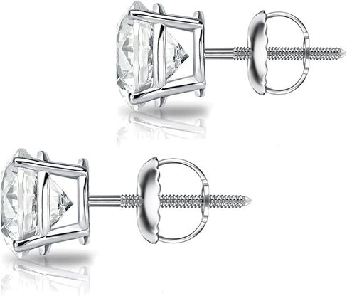 Moissanite Stud Earrings • 14K Gold Solid • Round Cut • Moissanite Stud • Silver Stud Earrings • Moissanite Earring • 4-Prong Setting in Kuwait