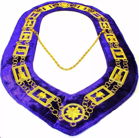 Masonic Collar OES O.E.S Order of the Eastern Star GOLD PLATED // PURPLE BACKING DMR-900GP in Saudi Arabia
