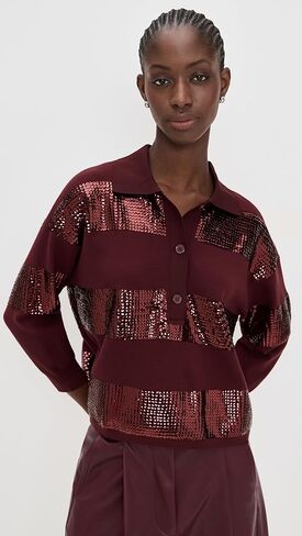 قميص بولو نسائي مخطط من Essentiel Antwerp مزين بالترتر in Kuwait