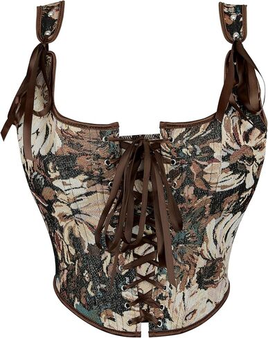 Women's Sexy Gothic-Bustier-Corset Tops - Renaissance-Vintage Floral Lace-Up-Boned Shapewear Overbust Corsets Top in Saudi Arabia