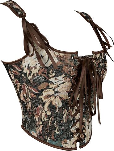 Women's Sexy Gothic-Bustier-Corset Tops - Renaissance-Vintage Floral Lace-Up-Boned Shapewear Overbust Corsets Top in Saudi Arabia