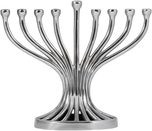 Zion Judaica Artistic Flutes Menorah Traditional Shape Aesthetic Tree Branched Candleholder Chanukiah Fits Standard Hanukkah Candles in Saudi Arabia