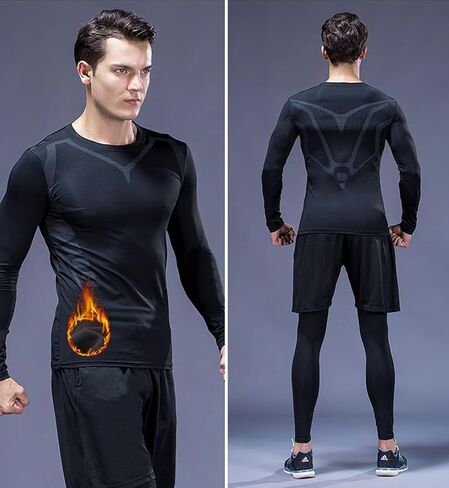 Men’s Thermal Compression Shirts Pack – Fleece Lined Long Sleeve Base Layer for Winter Running & Cold Weather Sports in Saudi Arabia