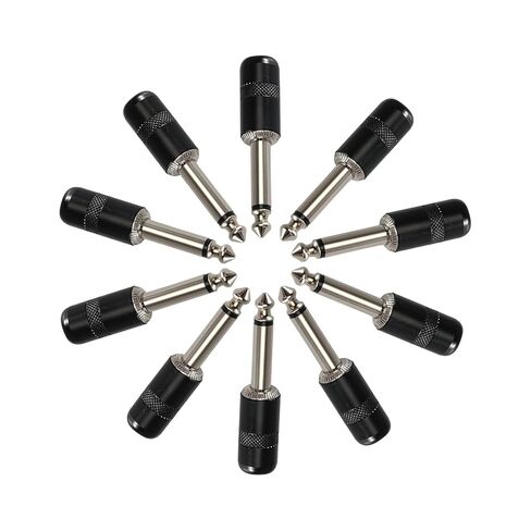 MKFAUDIO 1/4" 6.35mm Mono Audio Patch Plug, Black Short Barrel, 10 Pack in Saudi Arabia