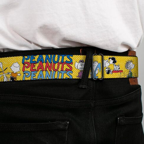 Peanuts Belt, Seatbelt Buckle Belt, Peanuts Gang Featuring Good Ol Charlie Brown Poses Yellow, Adjustable in Saudi Arabia