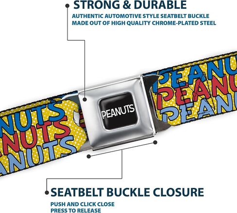 Peanuts Belt, Seatbelt Buckle Belt, Peanuts Gang Featuring Good Ol Charlie Brown Poses Yellow, Adjustable in Saudi Arabia