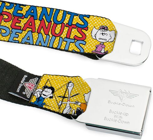 Peanuts Belt, Seatbelt Buckle Belt, Peanuts Gang Featuring Good Ol Charlie Brown Poses Yellow, Adjustable in Saudi Arabia