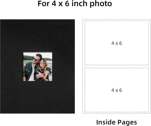 ألبوم صور بغطاء من القماش مقاس 4 × 6 مع نافذة مربعة يمكنك صنعها بنفسك كتاب صور سهل الارتداء للسفر وحفلات الزفاف والذكرى السنوية 200 جيب أسود in Kuwait
