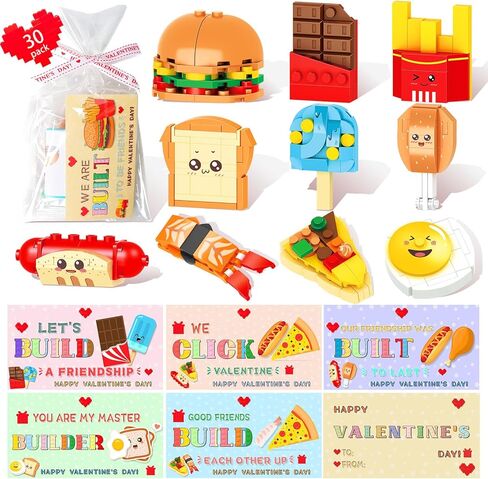 30 Pack Valentines Gifts for Kids - Building Blocks, Cards with Animal Blocks for Boys & Girls, Classroom Valentines Gifts & Party Favors in Saudi Arabia
