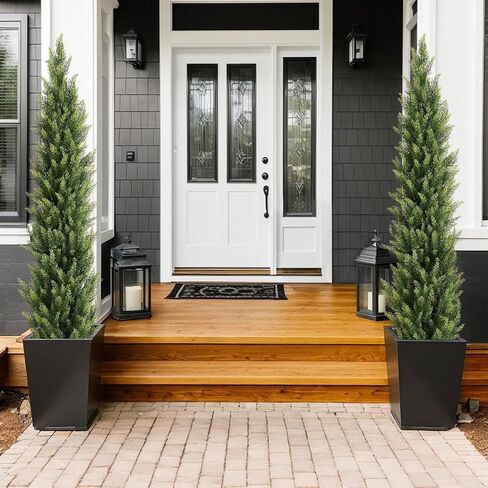 Artificial Simulated Pine Shrubs, UV Resistant, for Decorating Porches, Front Doors, and Terraces.2pack Fully Decorated(6ft) in Saudi Arabia