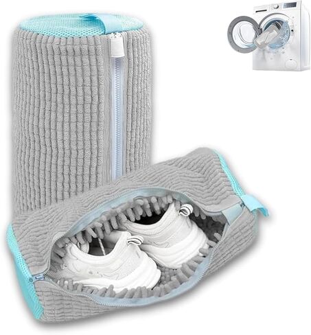 قطعتان من أكياس غسيل الأحذية، أكياس غسيل الأحذية مقاس XXL لمجفف الغسالة، سحاب قوي مع تصميم خطاف، تتضمن حقائب رياضية جافة، حقيبة غسيل قابلة لإعادة الاستخدام للأحذية الرياضية، التنس، رمادي قطعة واحدة in Kuwait