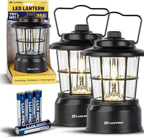 LUXPRO LP1535 265 Lumen Retro LED Lantern - Battery-Powered Emergency Lantern - LED Lamp for Power Outages, Emergency Kit, or Survival Pack - Blue - 2-Pack in Kuwait