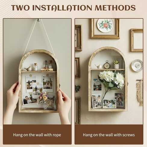 Shadow Box Frame 10x16 with Removable Shelves, Wood Shadow Boxes Display Cases for Flowers Graduation Wedding Bouquet Gifts Picture Photo Memory, Linen Back, Acrylic Door in Saudi Arabia