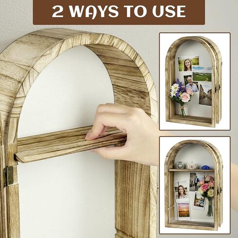 Shadow Box Frame 10x16 with Removable Shelves, Wood Shadow Boxes Display Cases for Flowers Graduation Wedding Bouquet Gifts Picture Photo Memory, Linen Back, Acrylic Door in Saudi Arabia