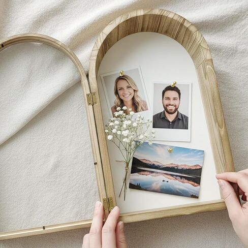 Shadow Box Frame 10x16 with Removable Shelves, Wood Shadow Boxes Display Cases for Flowers Graduation Wedding Bouquet Gifts Picture Photo Memory, Linen Back, Acrylic Door in Saudi Arabia