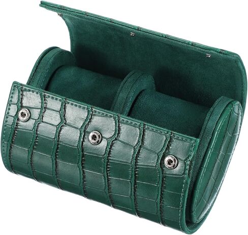 uxcell Watch Travel Case for Men Crocodile Pattern Leather Watch Roll Travel Case Portable Watch Storage Box for Christmas, Birthday, and Anniversary 3 Slots (Black) in Saudi Arabia