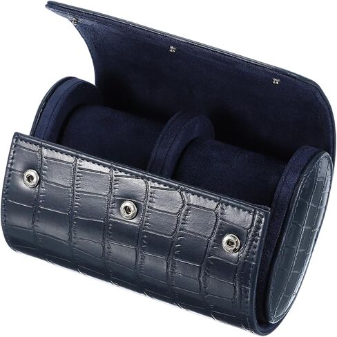 uxcell Watch Travel Case for Men Crocodile Pattern Leather Watch Roll Travel Case Portable Watch Storage Box for Christmas, Birthday, and Anniversary 3 Slots (Black) in Saudi Arabia