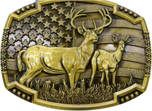 TrendyFashionJewelry Men Biker Metal Belt Buckle Motorcycle Gold Nature Deer Winter Hunter USA Flag z069 in Saudi Arabia