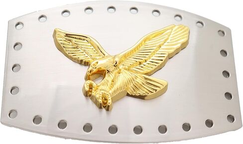 Men Women Western Fashion Square Belt Buckle Silver Metal American Bird Flying Eagle Style Holes in Saudi Arabia
