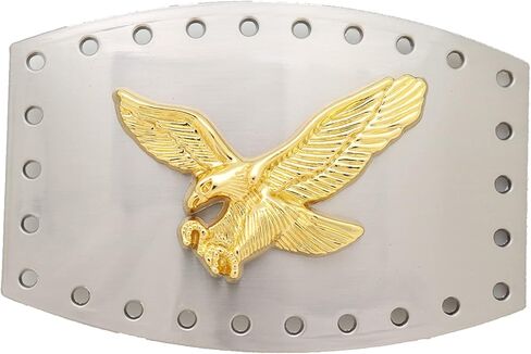 Men Women Western Fashion Square Belt Buckle Silver Metal American Bird Flying Eagle Style Holes in Saudi Arabia