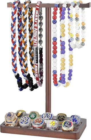 Mkono Wooden Baseball Drip Necklace Organizer Holder, Championship Ring Display Holder, Softball Ring Holder Baseball Gifts for Boy Team Player Men Home Bedroom Decor in Saudi Arabia