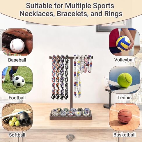 Mkono Wooden Baseball Drip Necklace Organizer Holder, Championship Ring Display Holder, Softball Ring Holder Baseball Gifts for Boy Team Player Men Home Bedroom Decor in Saudi Arabia