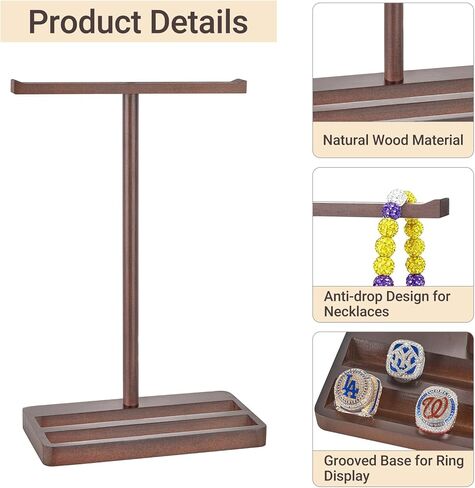 Mkono Wooden Baseball Drip Necklace Organizer Holder, Championship Ring Display Holder, Softball Ring Holder Baseball Gifts for Boy Team Player Men Home Bedroom Decor in Saudi Arabia