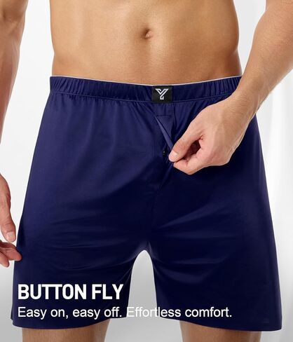 Satin Boxers for Men 5 Pack, Silk Feeling Boxer Shorts with Button Fly, Breathable Loose Men's Underwear for Sleep in Saudi Arabia