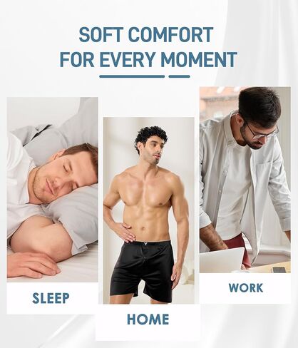 Satin Boxers for Men 5 Pack, Silk Feeling Boxer Shorts with Button Fly, Breathable Loose Men's Underwear for Sleep in Saudi Arabia