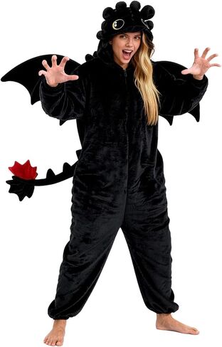 Onesie Pajama for Adults, Animal Costume for Couples, Fleece Cosplay Halloween Jumpsuit Sleepwear for Women Men in Saudi Arabia