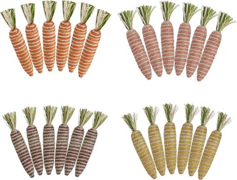 Naturevibe 5.6 بوصة السيزال الجزر ديكور عيد الفصح، 12 حزمة الجوت البرمة الجزر الصغيرة من الألوان الزاهية لديكورات طاولة عيد الفصح أو ديكور الربيع in Kuwait