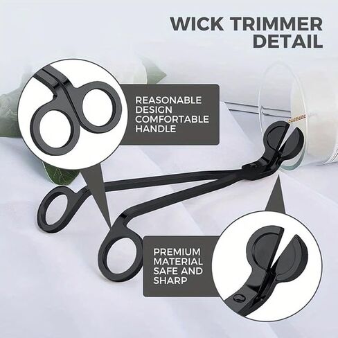 Candle Trimmer Wick,Stainless Steel Wick Clipper Cutter,Long Handle Candle Accessory(Black) in Saudi Arabia